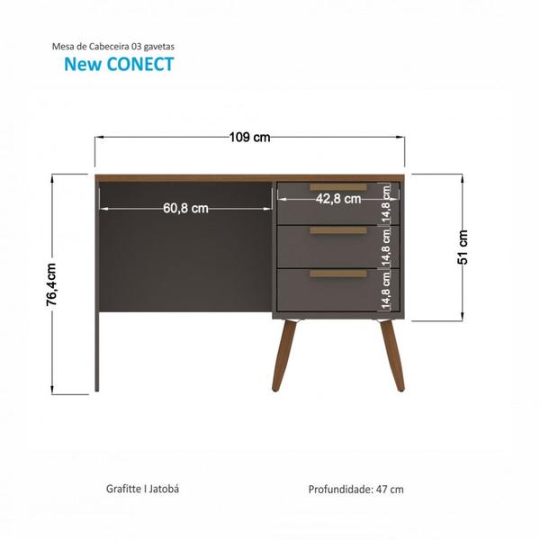 Imagem de Mesa Home Office New Conet com Pes Palito Santos Andira