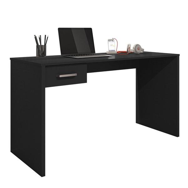 Imagem de Mesa Home Office Notebook 127cm 1 Gaveta Gávea Preto Trama - Móveis Leão