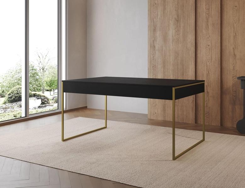 Imagem de Mesa Industrial Filadélfia 120x75  Ferro Dourado Tampo Preto