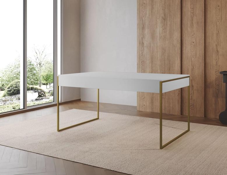 Imagem de Mesa Industrial Filadélfia 137x90  Ferro Dourado Tampo Branco