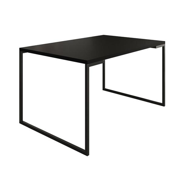 Imagem de Mesa Industrial Jantar 137x90cm Aço e Madeira Preta Manchester