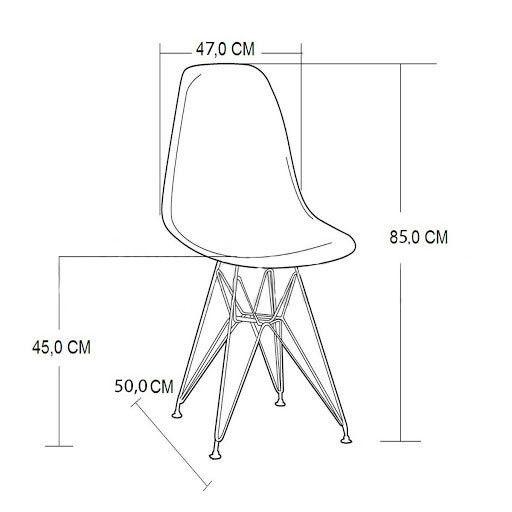 Imagem de Mesa Industrial Jantar Redonda Amêndoa 110cm Base V com 4 Cadeiras Eames Pretas Ferro Branco