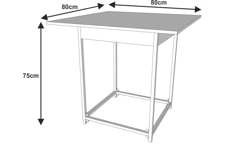 Imagem de Mesa Industrial Mônaco 80x80  Ferro Branco Tampo Amêndoa