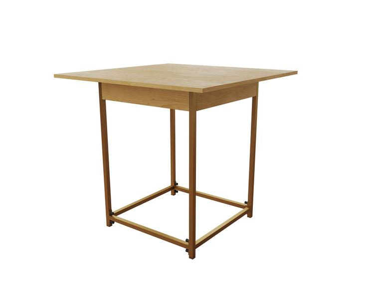 Imagem de Mesa Industrial Mônaco 90x90  Ferro Dourado Tampo Canela