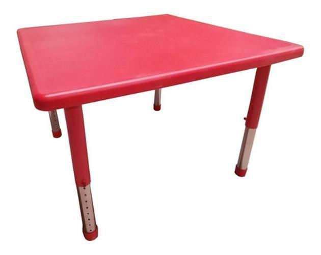 Imagem de Mesa Infantil Atividades 88X88Cm Pés Reguláveis Vermelho