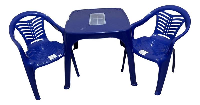 Imagem de Mesa Infantil Azul + 02 Cadeira Infantil Plasnorthon Kit