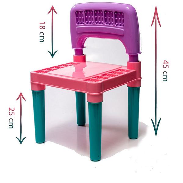 Imagem de Mesa Infantil Colorida Educativa C/ 2 Cadeiras Tritec Menina