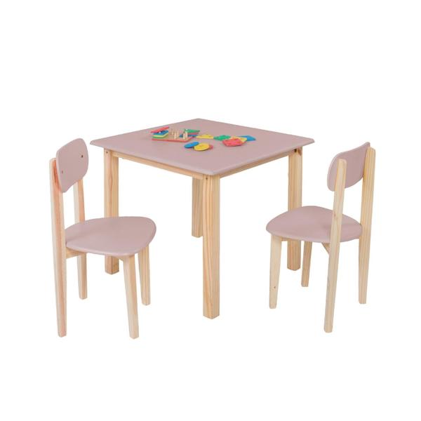 Imagem de Mesa Infantil Didatica Com 2 Cadeiras Colorida Em Madeira 