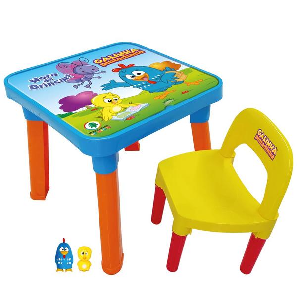 Imagem de Mesa Infantil Didatica Com Cadeira Galinha Pintadinha Monte Libano 