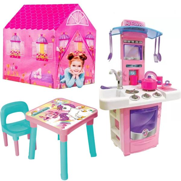 Imagem de Mesa Infantil Didática Unicórnio +Minha Casinha e BigCozinha