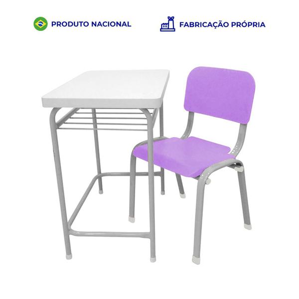 Imagem de Mesa Infantil Escolar Com Cadeira Reforçadas Lg Flex Lilás T4