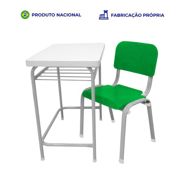 Imagem de Mesa Infantil Escolar Com Cadeira Reforçadas Lg Flex Verde