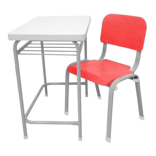 Imagem de Mesa Infantil Escolar Com Cadeira Reforçadas Lg Flex Vermelha T4