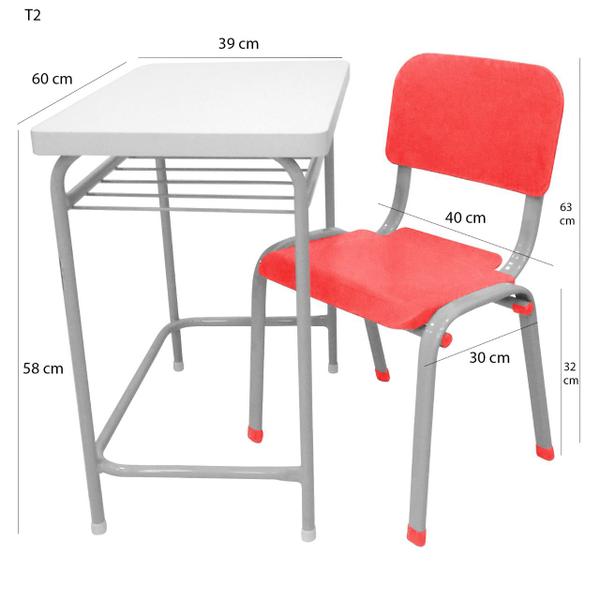 Imagem de Mesa Infantil Escolar Com Cadeira WP Kids Reforçadas Lg Flex Azul