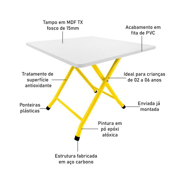 Imagem de Mesa Infantil Havai Dobrável Para Criança Desenhar Amarelo e Branco