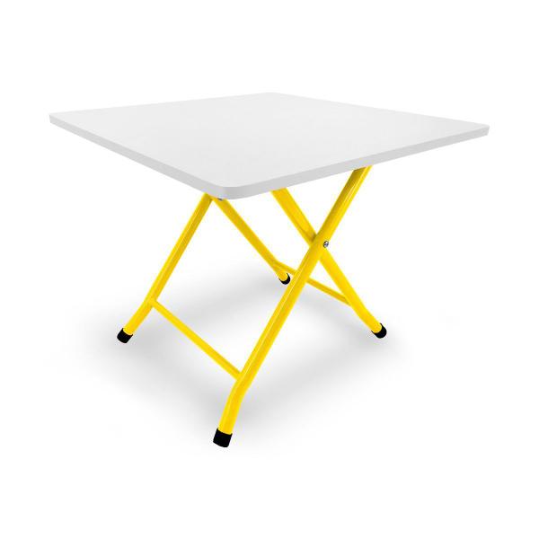 Imagem de Mesa Infantil Havai Dobrável Para Criança Desenhar Amarelo e Branco