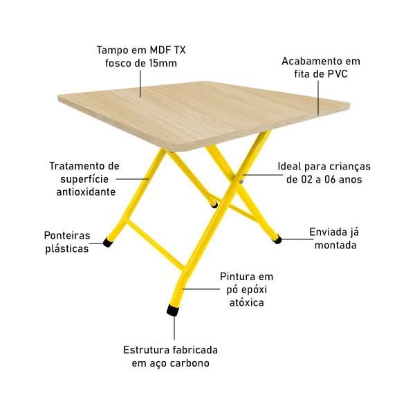 Imagem de Mesa Infantil Havai Dobrável Para Criança Desenhar Amarelo e Jade