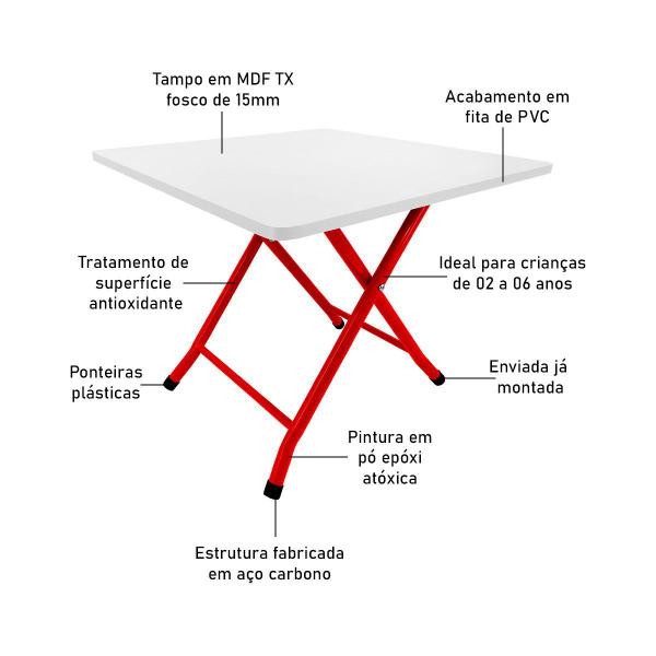 Imagem de Mesa Infantil Havai Dobrável Para Criança Desenhar Vermelho e Branco
