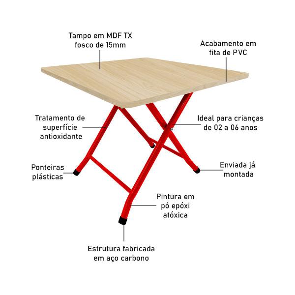 Imagem de Mesa Infantil Havai Dobrável Para Criança Desenhar Vermelho e Jade