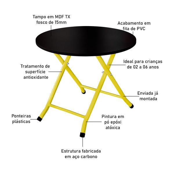 Imagem de Mesa Infantil Ibiza Dobrável Para Criança Desenhar Amarelo e Preto