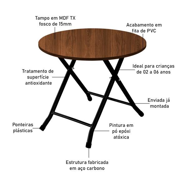 Imagem de Mesa Infantil Ibiza Dobrável Para Criança Desenhar Preto e Villandry