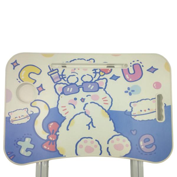 Imagem de Mesa Infantil Pés Dobráveis Portátil Porta Tablet - Gatinho