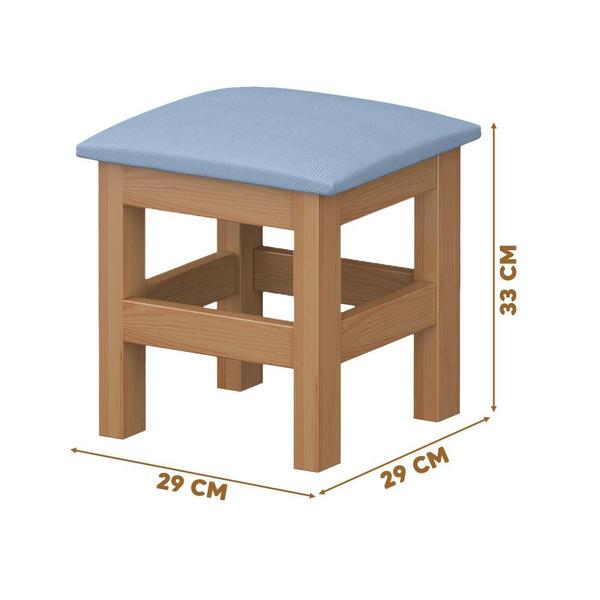 Imagem de Mesa Infantil Retangular Com 4 Banquetas Nogueira Com Estofado Azul Madeira Maciça Nemargi