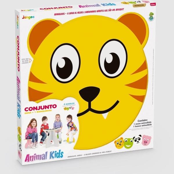 Imagem de Mesa Infantil Tiger Madeira Mesinha Didatica Cadeira Amarela