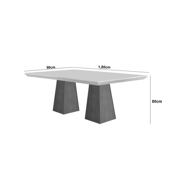 Imagem de Mesa Inovare 180 Tp Mdf Vidro/canto Reto com 6 Cadeiras Bugatti Grfite / Off White / Imbuia Ripado