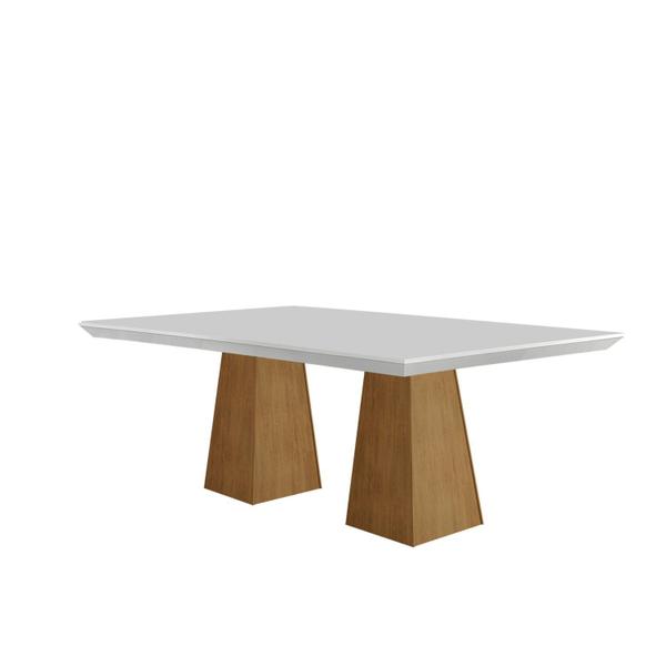 Imagem de Mesa Inovare 180 Tp Mdf Vidro/canto Reto com 6 Cadeiras Bugatti Grfite / Off White / Imbuia Ripado