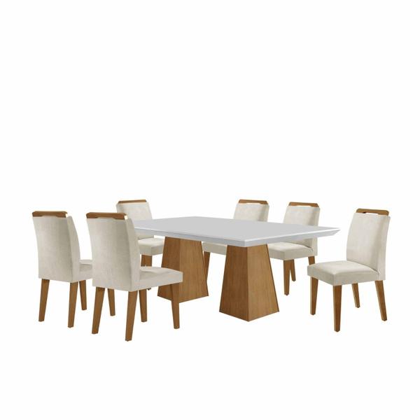 Imagem de Mesa Inovare 180 Tp Mdf Vidro/canto Reto com 6 Cadeiras Bugatti