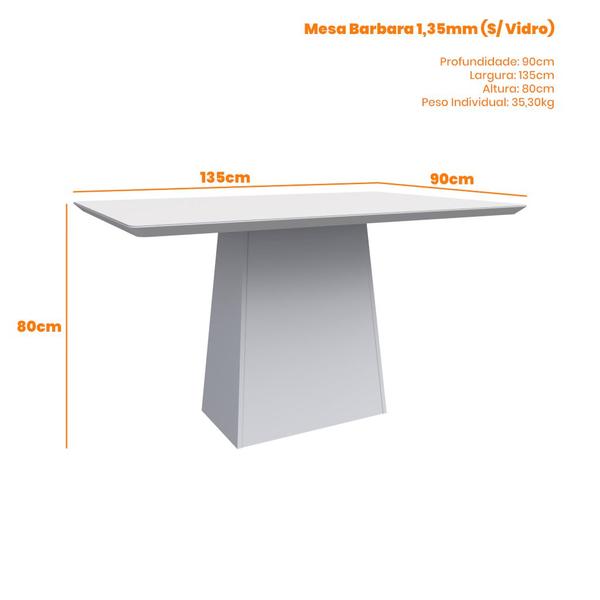 Imagem de Mesa Jantar Bárbara Off White 135x90 para 4 Cadeiras N Ceval