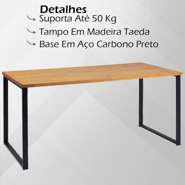 Imagem de Mesa Jantar Cozinha I07 Madeira Taeda 180x77 cm Mell Aço Preto Dmobiliario