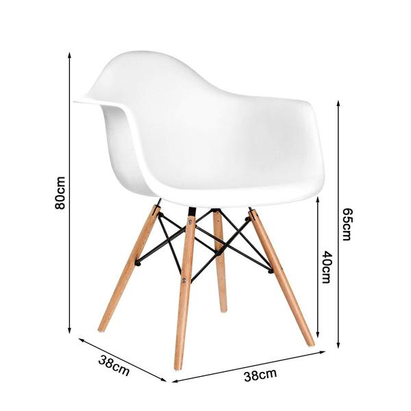 Imagem de Mesa Jantar Industrial Amêndoa 110cm Redonda Base V Ferro Branco com 4 Poltronas Eiffel Brancas Made