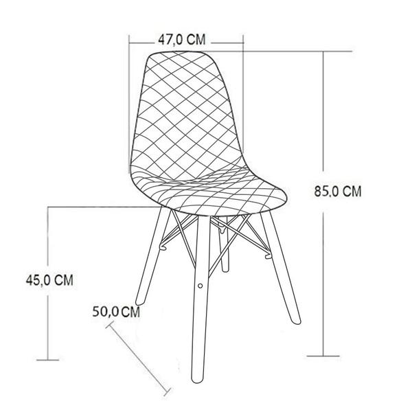 Imagem de Mesa Jantar Industrial Base Cobre V 90cm Quadrada Amêndoa C/ 4 Cadeiras Madeira Eames Estofada Caram