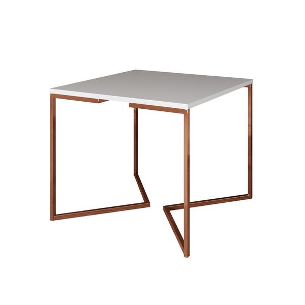 Imagem de Mesa Jantar Industrial Branca Quadrada 90cm Base Cobre V