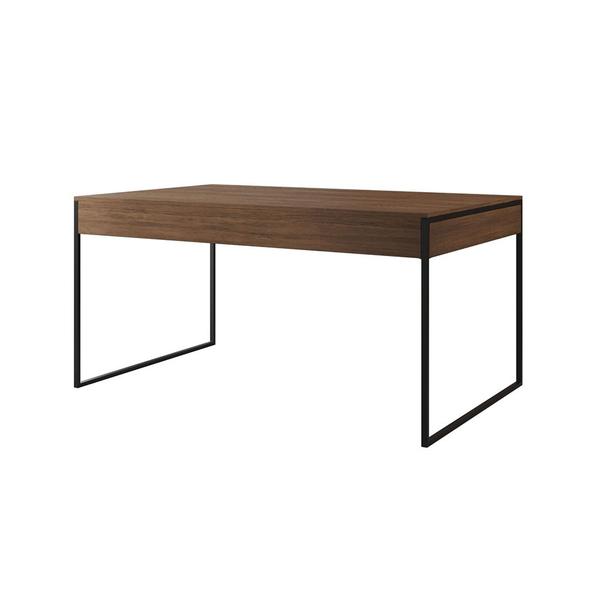 Imagem de Mesa Jantar Industrial Filadélfia Amêndoa 137x90cm Base Ferro Preto com 4 Poltronas Brancas Eames Ei