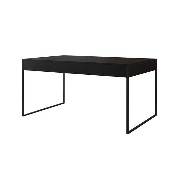 Imagem de Mesa Jantar Industrial Filadélfia Preta 137x90cm Base Ferro Preto com 4 Poltronas Pretas Eames Eiffe