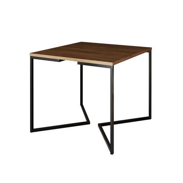 Imagem de Mesa Jantar Industrial Quadrada Amêndoa 90cm Base V Ferro Preto