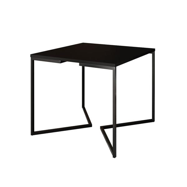 Imagem de Mesa Jantar Industrial Quadrada Preta 90cm Base V Ferro Preto