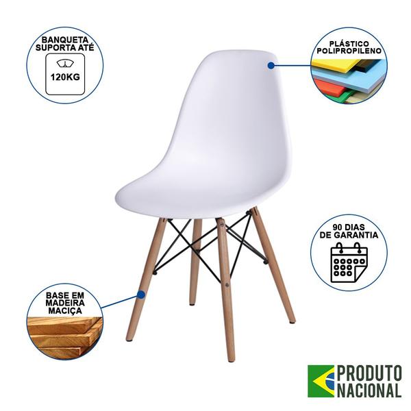 Imagem de Mesa Jantar Industrial Redonda 110cm Amêndoa Base V Dourada com 4 Cadeiras Eames Eiffel Madeira Bran