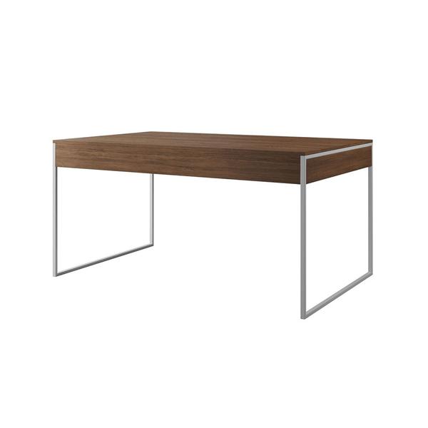 Imagem de Mesa Jantar Industrial Retangular Filadélfia Amêndoa 137x90cm Base Ferro Branco com 4 Cadeiras Preta