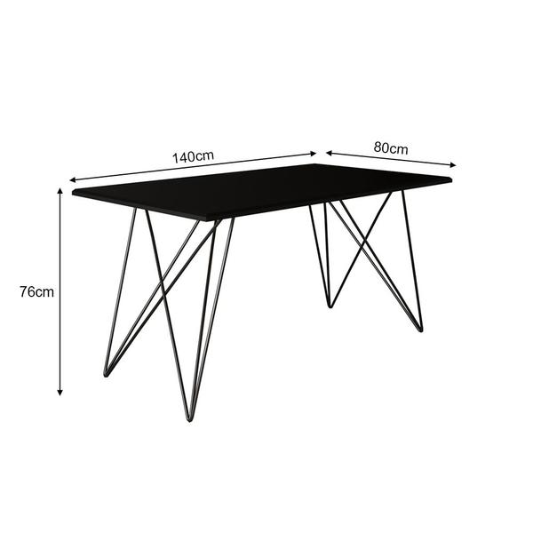 Imagem de Mesa Jantar Industrial Trama 1,40x0,80m Preta com 4 Cadeiras Estofadas Vitória Marrom e Preta