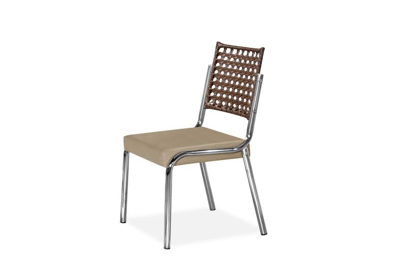 Imagem de Mesa Jantar Inovare Cromado 1,60X0,90 MDP e  6 Cadeira Nobre Junco Cromado