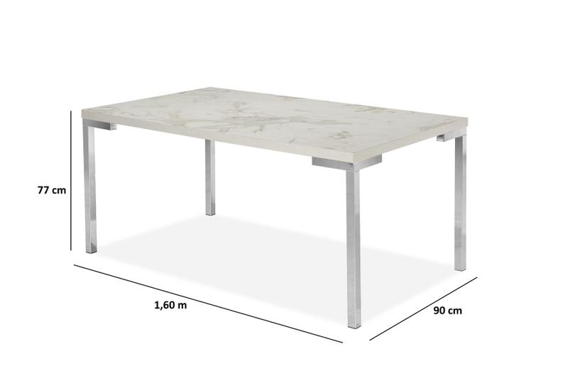 Imagem de Mesa Jantar Inovare Cromado 1,60X0,90 MDP e  6 Cadeira Nobre Junco Cromado