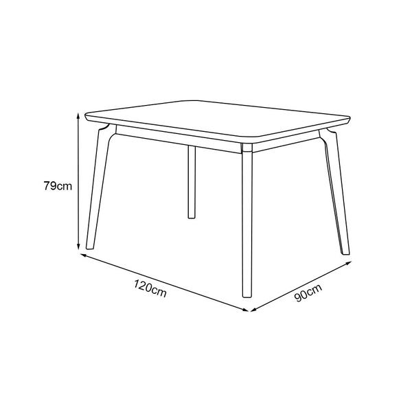 Imagem de Mesa Jantar Jade Retangular 120x90cm Tampo Chanfrado Off White Base Madeira Maciça Mel