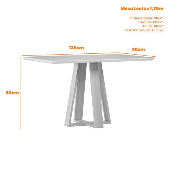 Imagem de Mesa Jantar Léctus Amêndoa 135x90cm Pés Madeira