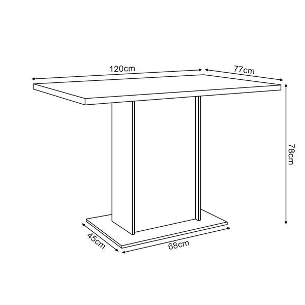 Imagem de Mesa Jantar Londres Retangular 120x77cm Amêndoa Base Madeira Preta