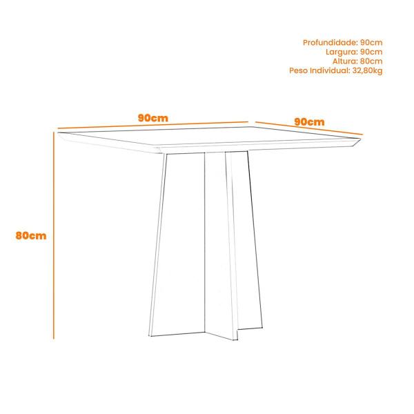 Imagem de Mesa Jantar Quadrada 90 x 90 Com Vidro 3mm Julia Sem Cadeiras  ÉdeCasaMóveis