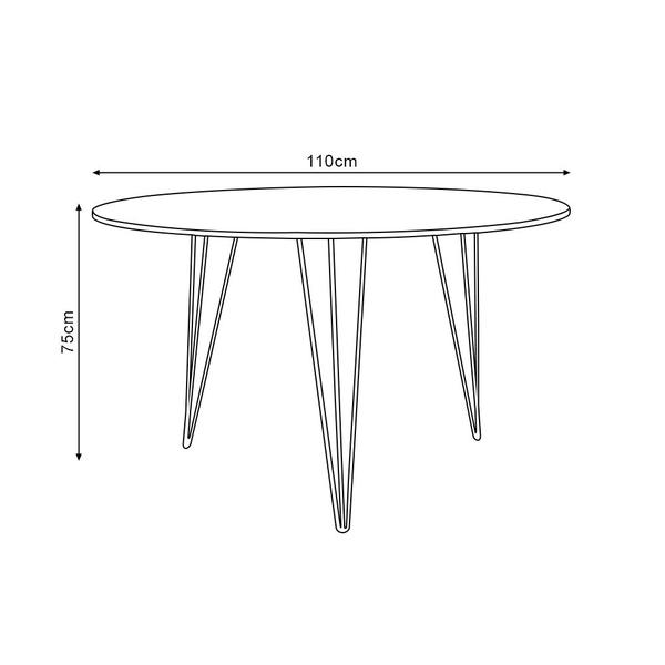 Imagem de Mesa Jantar Redonda 110cm Branca Clips 3 Pés com 4 Poltronas Brancas Eames Eiffel Base Dourada